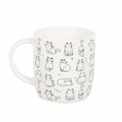 Alternative view of White Happy Cat Print Mug