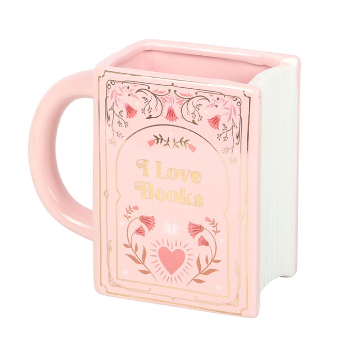 I Love Books Pink Book Shaped Mug - Image 2