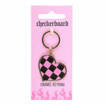 Alternative view of Checkerboard Heart Keyring