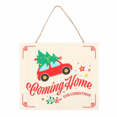 Alternative view of Coming Home for Christmas Hanging Sign
