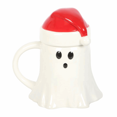 Alternative view of Ghost Shaped Mug with Santa Hat Lid