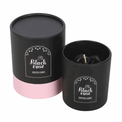 Alternative view of Black Rose Candle with 3D Roses