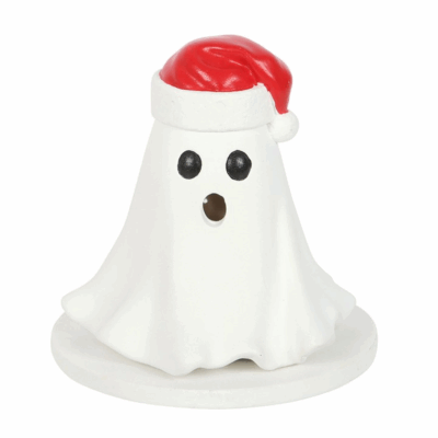 Alternative view of Ghost with Santa Hat Incense Cone Holder