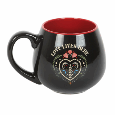 Alternative view of Love Lives Here Folk Heart Rounded Mug