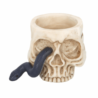 Alternative view of Skull Tealight Holder with Snake