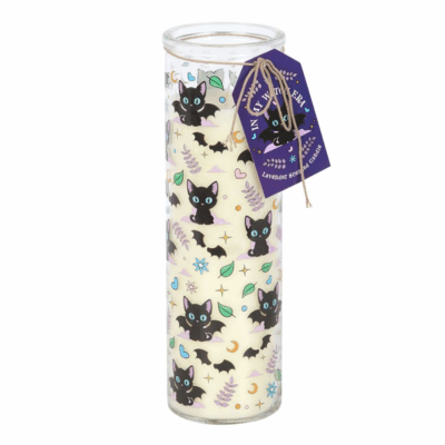 Alternative view of Cute and Creepy Cat Print Lavender Tube Candle
