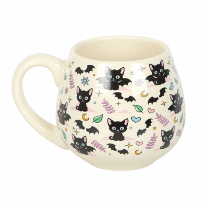 Alternative view of Cute and Creepy Cat Print Rounded Mug