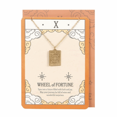 Alternative view of The Wheel of Fortune Vintage Tarot Necklace on Greeting Card