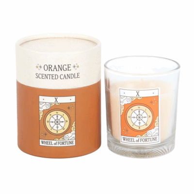 Alternative view of The Wheel of Fortune Vintage Tarot Orange Candle