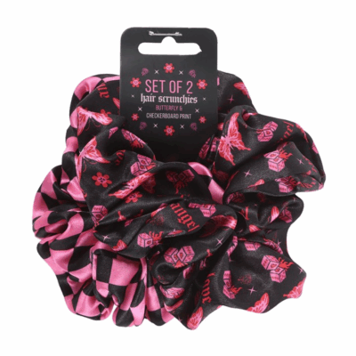 Alternative view of Set of 2 Rebel Butterfly and Checkerboard Hair Scrunchies
