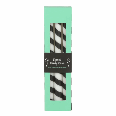 Alternative view of Set of 3 Black Candy Cane Taper Candles
