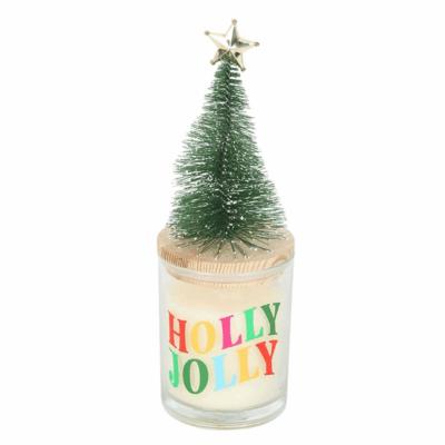 Alternative view of Holly Jolly Pine & Fir Glass Candle with Tree