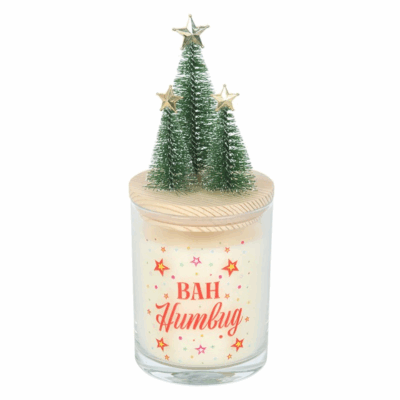 Alternative view of Bah Humbug Orange & Clove Glass Candle with Tree