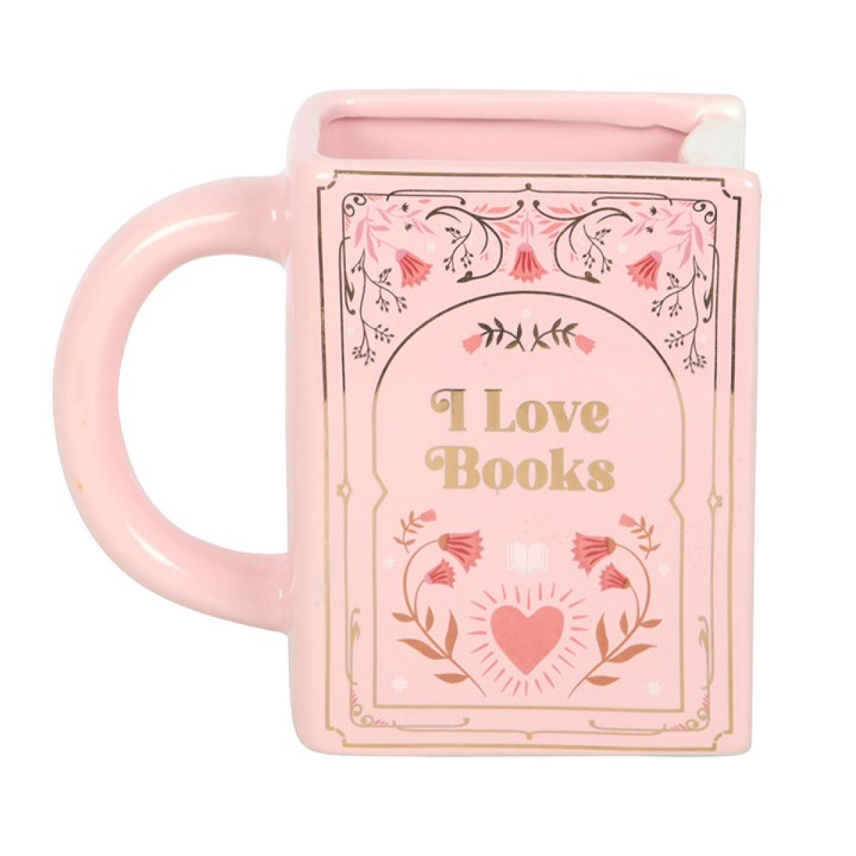 I Love Books Pink Book Shaped Mug - Image 3