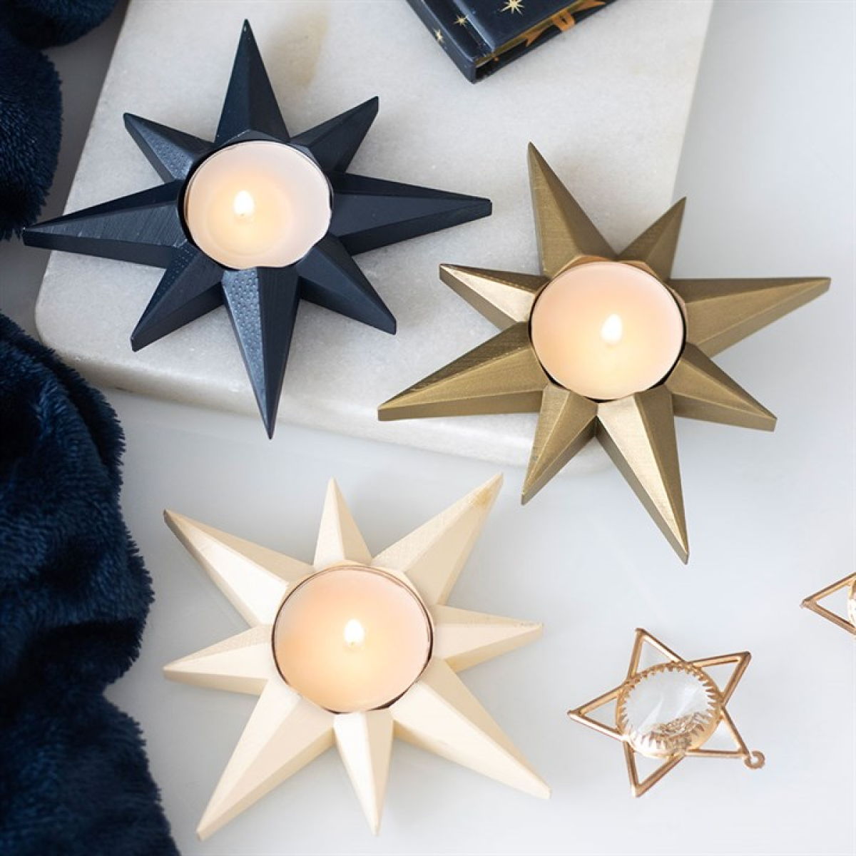 Cream Star Tealight Candle Holder - Image 4