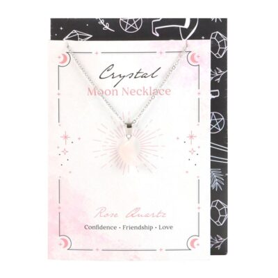 Alternative view of Rose Quartz Crystal Moon Necklace on Greeting Card