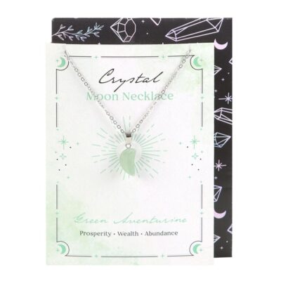Alternative view of Green Aventurine Crystal Moon Necklace on Greeting Card