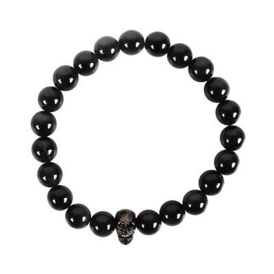 Alternative view of Black Obsidian Skull Bracelet