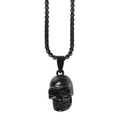 Alternative view of Black Stainless Steel Skull Necklace
