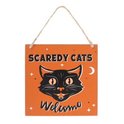 Alternative view of Scaredy Cats Welcome Hanging Sign