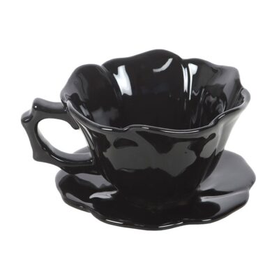 Alternative view of Black Rose Teacup and Saucer