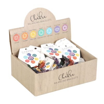 Alternative view of Set of 24 Chakra Crystal Chip Bracelets in Display Box