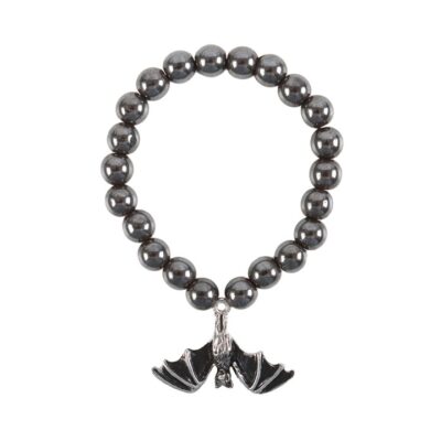 Alternative view of Hanging Bat Hematite Charm Bracelet