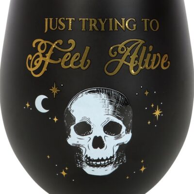 Alternative view of Trying to Feel Alive Stemless Wine Glass