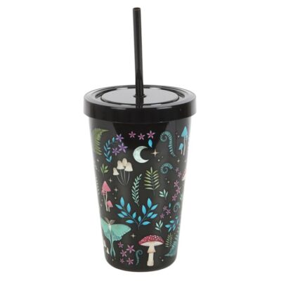 Alternative view of Dark Forest Print Plastic Tumbler with Straw