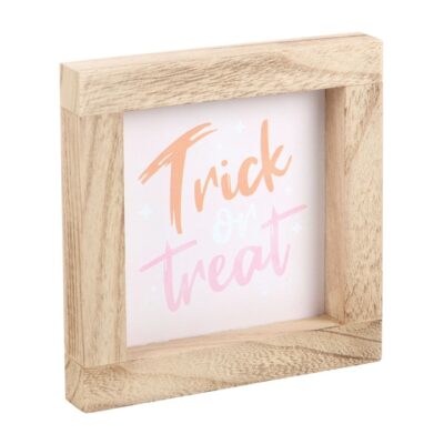 Alternative view of Pink Trick or Treat Wooden Frame Sign