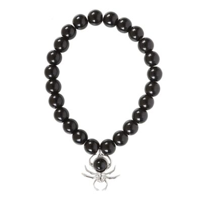 Alternative view of Spider Black Obsidian Beaded Bracelet
