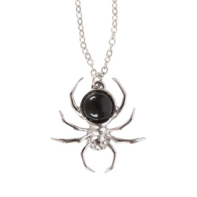 Alternative view of Black Obsidian Spider Pendant Necklace