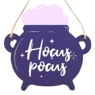 Alternative view of Hocus Pocus Cauldron Shaped Hanging Sign
