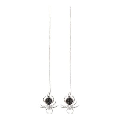 Alternative view of Black Obsidian Spider Threader Earrings