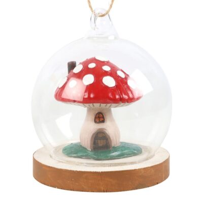 Alternative view of Mushroom House Glass Dome Hanging Decoration