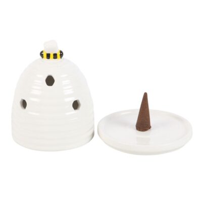 Alternative view of White Beehive Incense Cone Holder