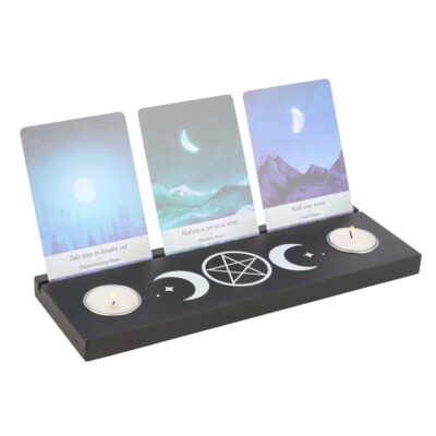 Alternative view of Black Triple Moon Tarot Card Stand Tealight Holder