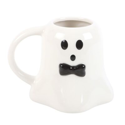 Alternative view of Mr Boo Ghost Shaped Mug with Bow Tie