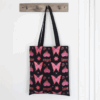 Flaming Butterfly Print Polycotton Tote Bag