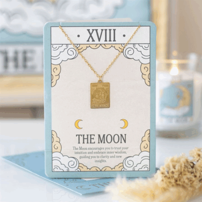 The Moon Vintage Tarot Necklace on Greeting Card