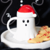 Ghost Shaped Mug with Santa Hat Lid