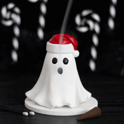 Ghost with Santa Hat Incense Cone Holder