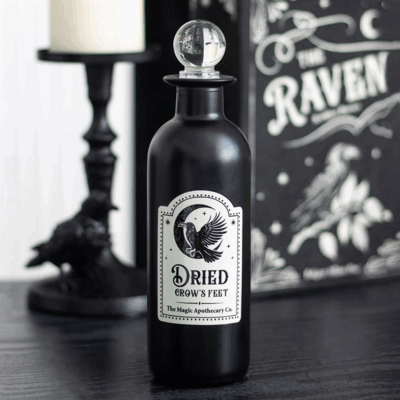 Dried Crow's Feet Decorative Glass Potion Bottle