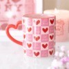 Love Yourself Checkered Mug with Heart Handle