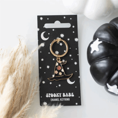 Spooky Babe Witch Hat Keyring