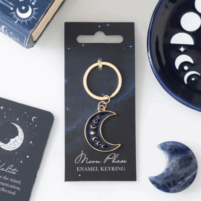 Blue Moon Phase Crescent Moon Keyring