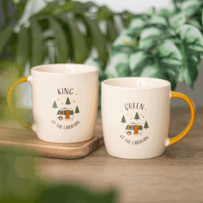 Camping King and Queen Couples Mug Set