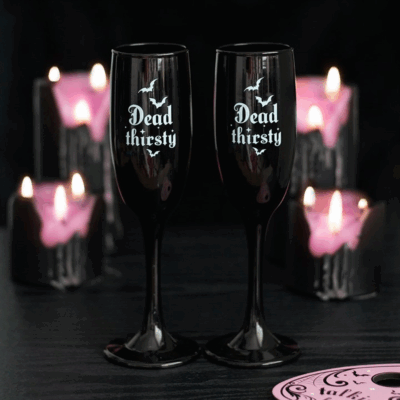 Set of 2 Dead Thirsty Champagne Flutes
