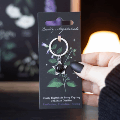 Deadly Nightshade Keyring with Black Obsidian