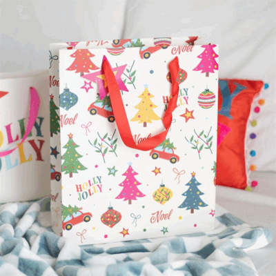 23cm Nostalgic Christmas Print Gift Bag